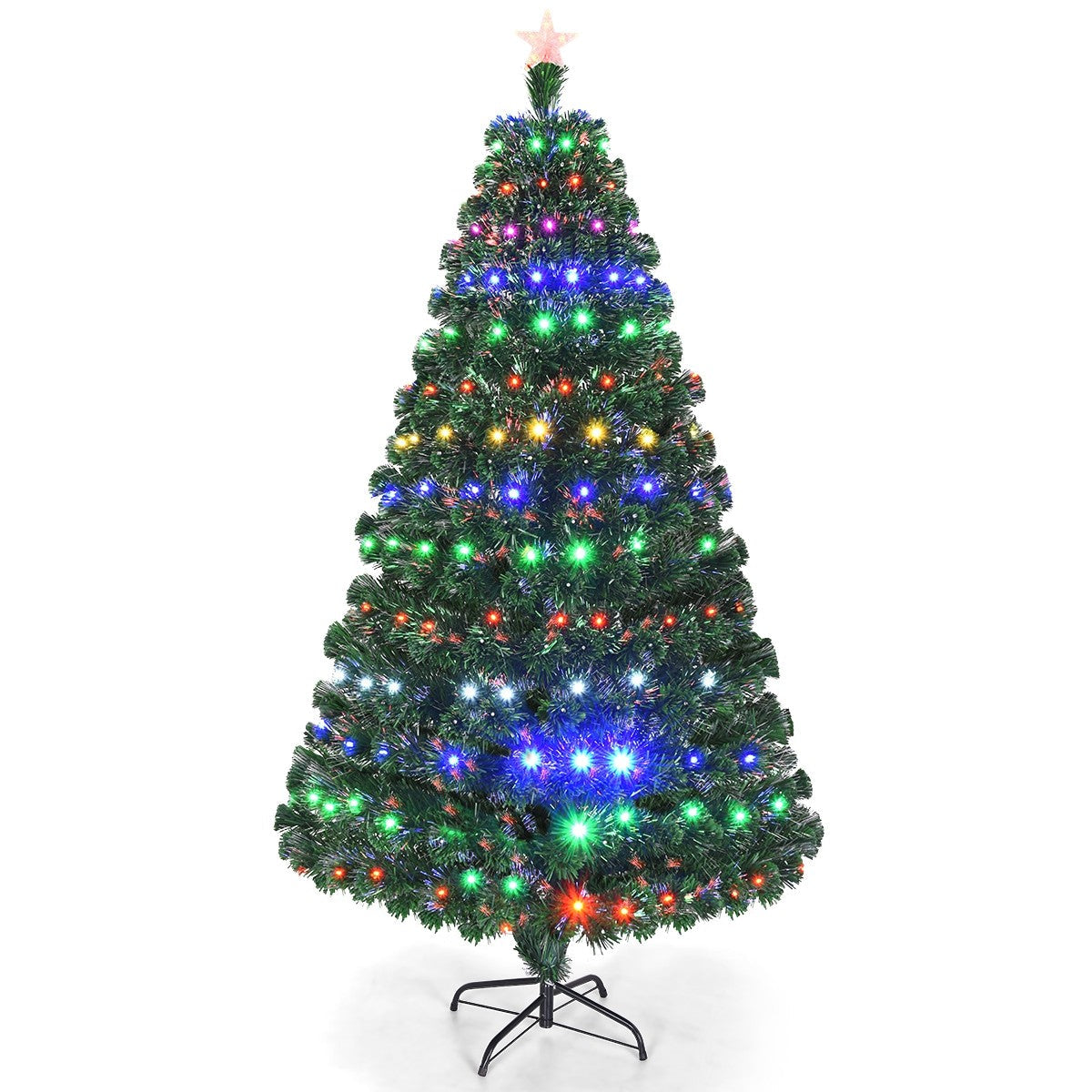 Artificial Christmas Tree Pre-Lit Optical Fiber Tree 8 Flash Modes - GoflameUS