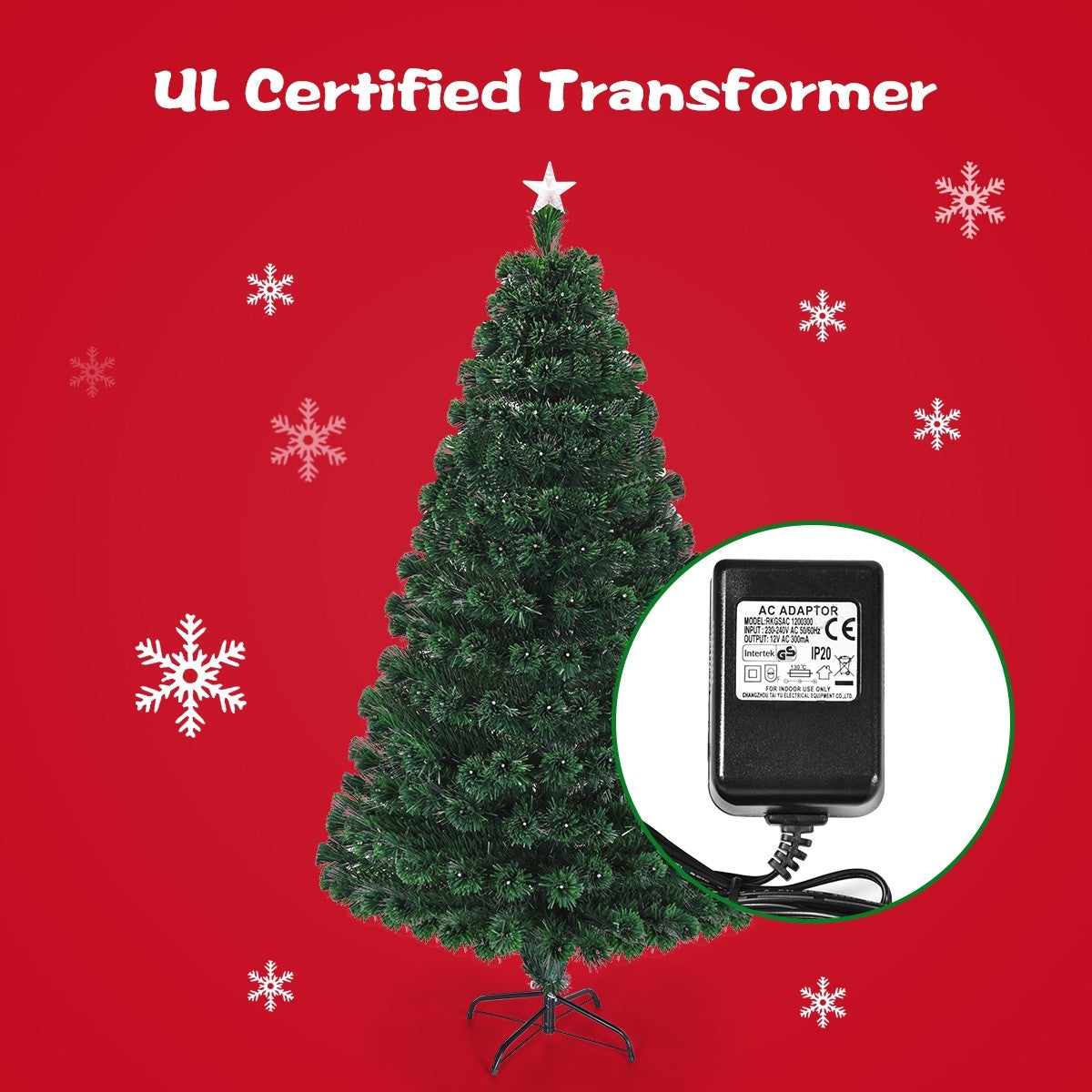 Artificial Christmas Tree Pre-Lit Optical Fiber Tree 8 Flash Modes - GoflameUS
