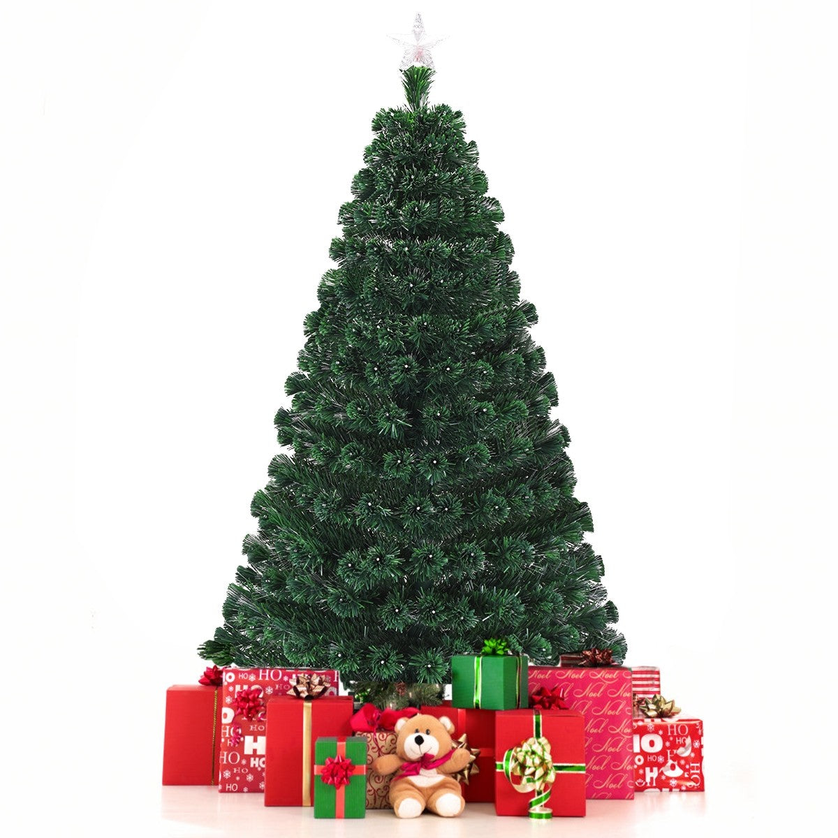 Artificial Christmas Tree Pre-Lit Optical Fiber Tree 8 Flash Modes - GoflameUS