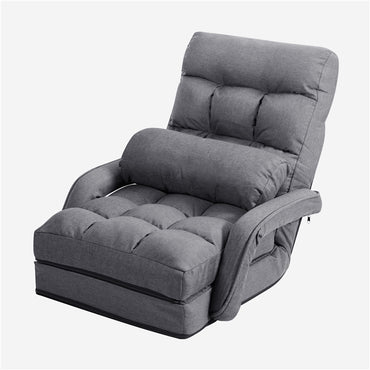 Adjustable Folding Massage Lazy Sofa, Floor Chair Sofa, Padded Gaming Chair with Armrests and Pillow