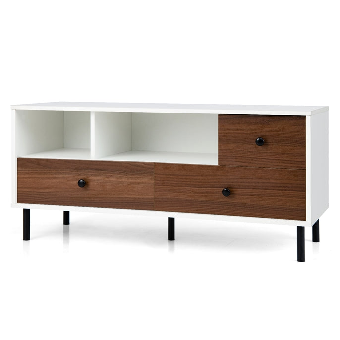 TV Stand for TV up to 50 Inch, Modern Entertainment Center with 3 Drawers & 2 Open Storage Shelves