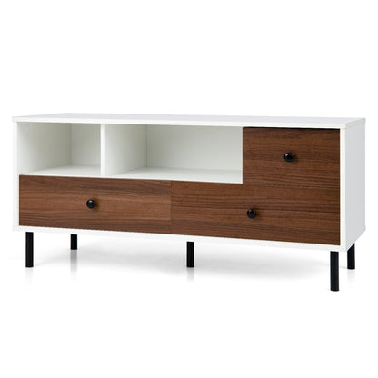 TV Stand for TV up to 50 Inch, Modern Entertainment Center with 3 Drawers & 2 Open Storage Shelves