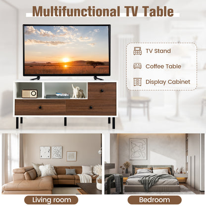 TV Stand for TV up to 50 Inch, Modern Entertainment Center with 3 Drawers & 2 Open Storage Shelves
