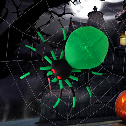 Halloween Inflatable Spider with Web, 5FT Blow Up Yard Decoration with Colorful Magic Light