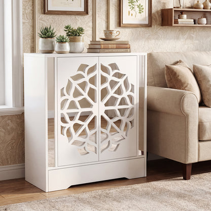 Shoe Storage Cabinet, 4-Tier Mirrored Shoe Cabinet with Doors and Bottom Drawer