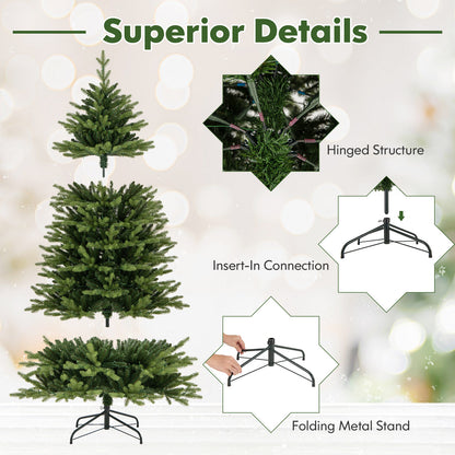 5FT Prelit Artificial Christmas Tree, Hinged Christmas Tree with 250 LED Lights