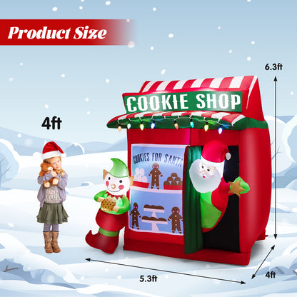 6.5 FT Christmas Inflatable Santa Claus, Outdoor Self-Inflatable Holiday Decoration with Cookie Shop