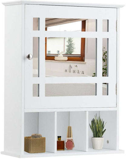 Bathroom Medicine Cabinet with Mirror, Wall Mounted Hanging Storage Organizer with Adjustable Shelf