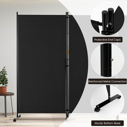 3 Panel Folding Room Divider, 6FT Rolling Privacy Screen with Lockable Wheels