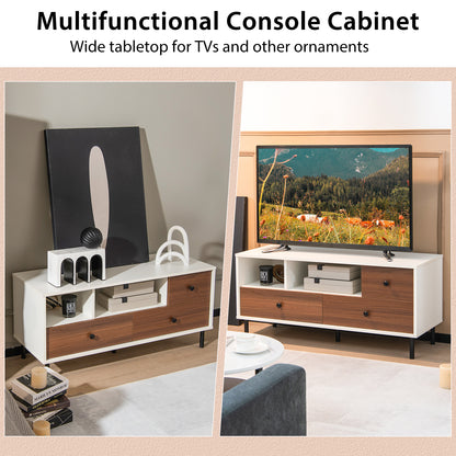 TV Stand for TV up to 50 Inch, Modern Entertainment Center with 3 Drawers & 2 Open Storage Shelves