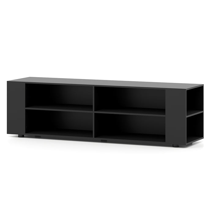 TV Stand for TVs up to 65 Inches, Modern Media Entertainment Center with 4 Open Storage Shelves and 4 Side Storage Shelves