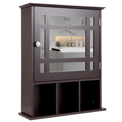 Bathroom Medicine Cabinet with Mirror, Wall Mounted Hanging Storage Organizer with Adjustable Shelf