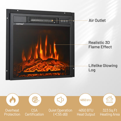 58" Fireplace TV Stand for TVs up to 65 Inches, Wooden TV Console with 18” Electric Fireplace Insert
