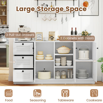 63” Buffet Cabinet with Storage, Large Sideboard with 3 Doors & 3 Drawers