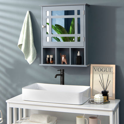 Bathroom Medicine Cabinet with Mirror, Wall Mounted Hanging Storage Organizer with Adjustable Shelf