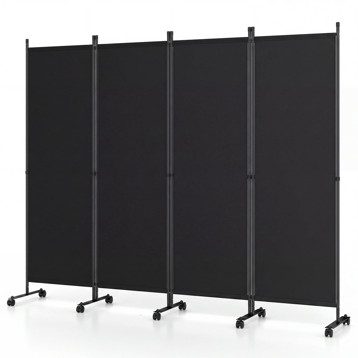4 Panel Folding Room Divider, 6FT Rolling Privacy Screen with Lockable Wheels