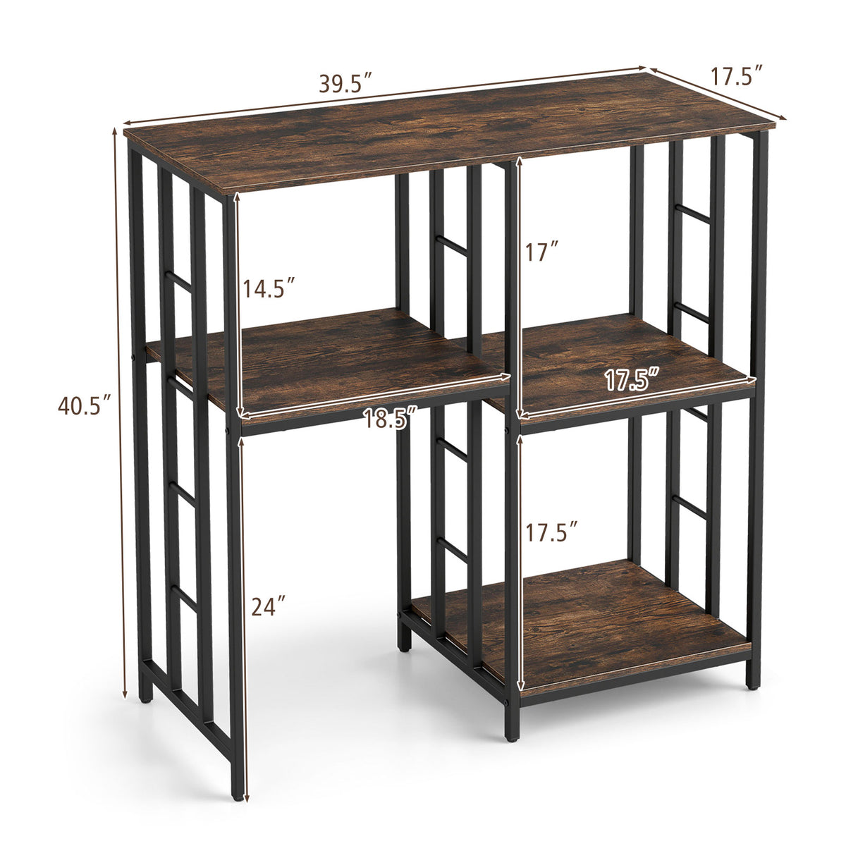 Kitchen Baker's Rack with Robot Vacuum Storage, 4-Tier Microwave Oven Stand Kitchen Utility Storage Organizer Shelf