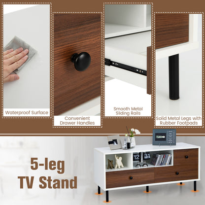TV Stand for TV up to 50 Inch, Modern Entertainment Center with 3 Drawers & 2 Open Storage Shelves