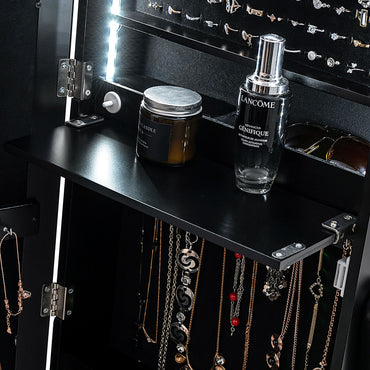 Jewelry Cabinet Freestanding, LED Lighted Jewelry Armoire with Full-length Frameless Mirror