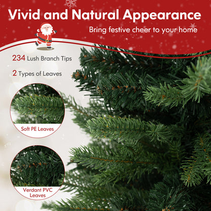 2FT Pre-Lit Artificial Mini Christmas Tree, Small Tabletop Xmas Fir Tree with 234 Branch Tips
