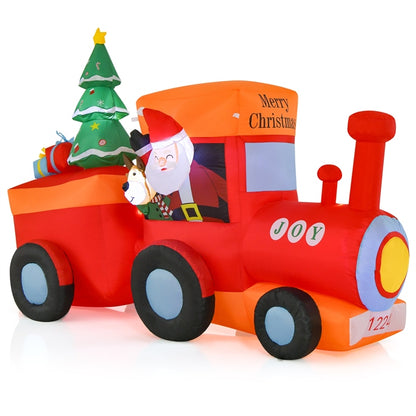 8.5FT Christmas Inflatable Train Decoration, Lighted Christmas Train with Santa Claus