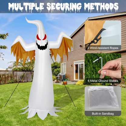6FT Halloween Inflatable Scary Spooky Ghost, Blow Up Yard Decoration with Built-in Flame Light and Waterproof Blower