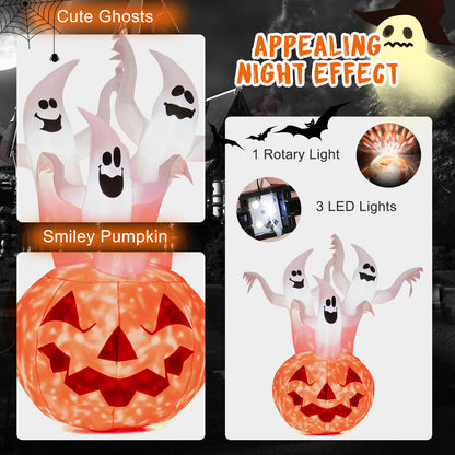 6FT Halloween Inflatable 3 Ghosts in Pumpkin, Blow Up Yard Decoration with Built-in LED Lights & Blower