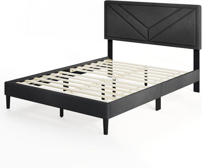 Queen/Full/Twin Size Upholstered Platform Bed Frame with Diagonal Channel Tufted Headboard