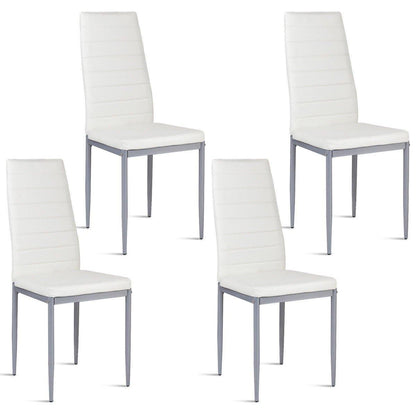 Goflame Set of 4 PU Leather Dining Side Chairs with Padded Seat Foot Cap