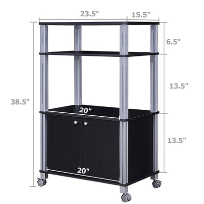 Rolling Kitchen Bakers Rack Microwave Oven Stand