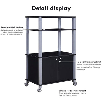 Rolling Kitchen Bakers Rack Microwave Oven Stand