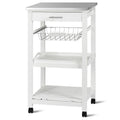 Goflame Kitchen Island Cart Rolling Kitchen Trolley with Stainless Steel Tabletop