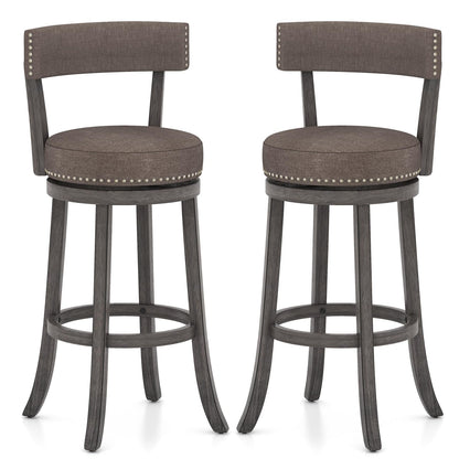 Goflame 31" Bar Stools Set, Swivel Bar Height Bar Chairs with Footrest, Rubber Wood Frame