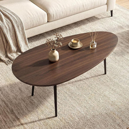 Goflame Oval Mid Century Modern Coffee Table Sturdy Metal Frame and Compact Design