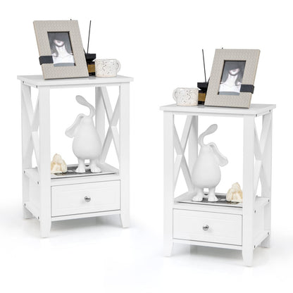 Goflame Modern X-Design Nightstand Set