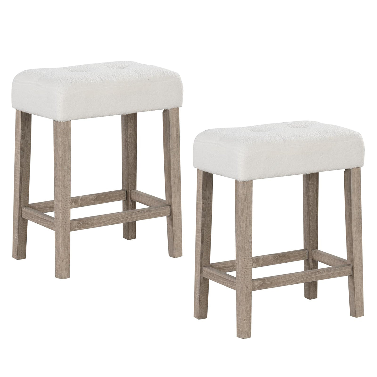 Goflame Sherpa Bar Stools, 24" Counter Height Kitchen Bar Stools with Cushioned Seat