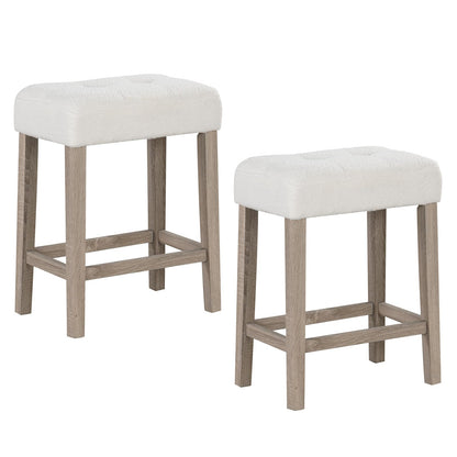 Goflame Sherpa Bar Stools, 24" Counter Height Kitchen Bar Stools with Cushioned Seat