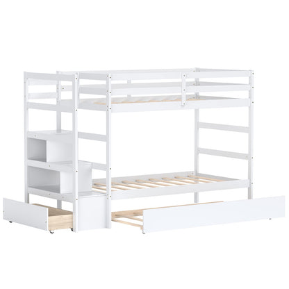 Goflame Twin-Over-Twin Bunk Bed with Trundle