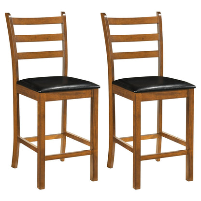 Goflame 24" Ladder Back Wood Counter Bar Stools Set of 2/4 Padded Faux Leather Upholstered Seat & Footrest