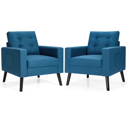 Goflame Modern Accent Chair, Mid-Century Upholstered Armchair Club Chair
