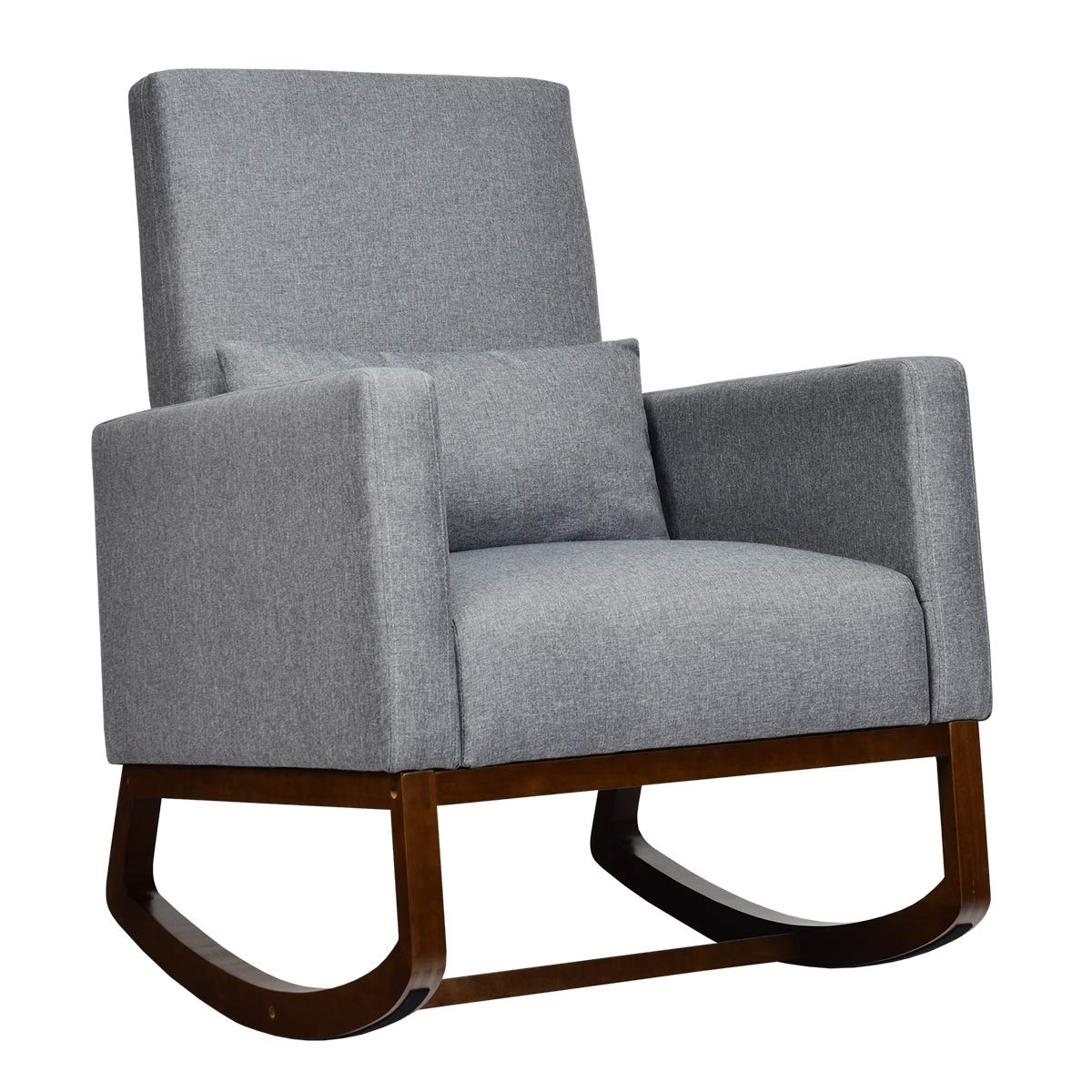 Goflame Upholstered Rocking Chair, Modern High Back Armchair