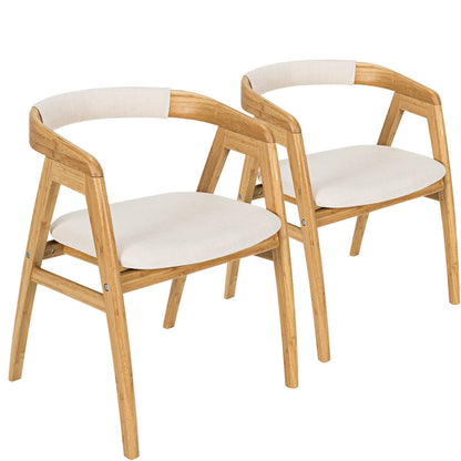 Goflame Modern Mid Century Accent Chair, Made of Fabric, Bamboo