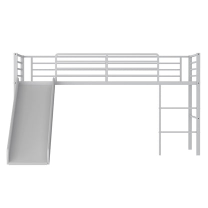 Goflame Twin Loft Bed with Slide, Metal Low Bunk Bed