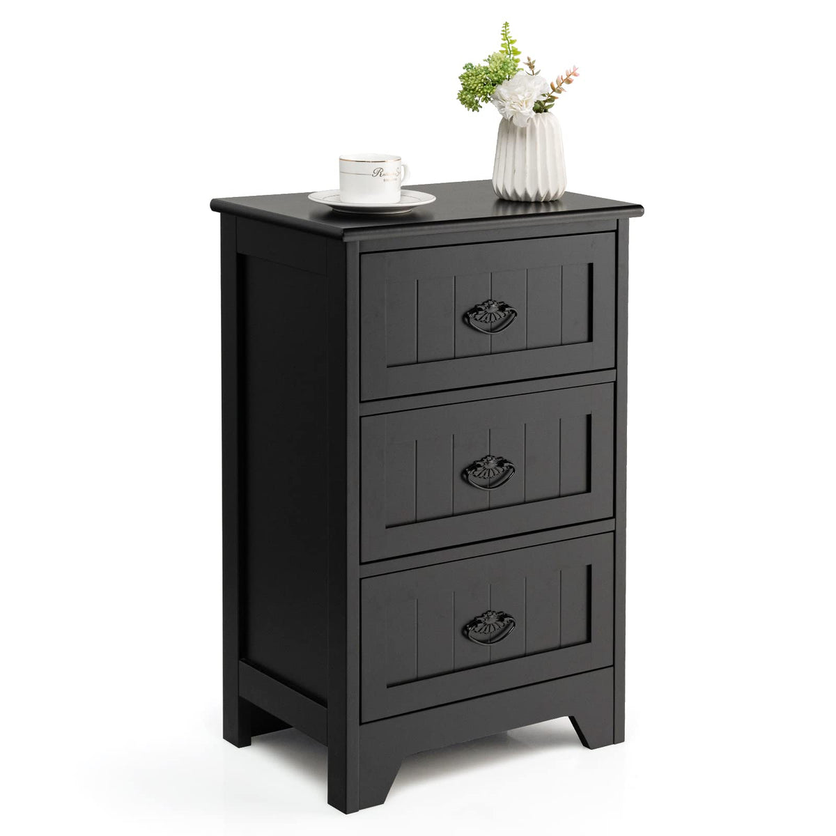 Goflame Nightstand with 3 Drawers, Bedside Table