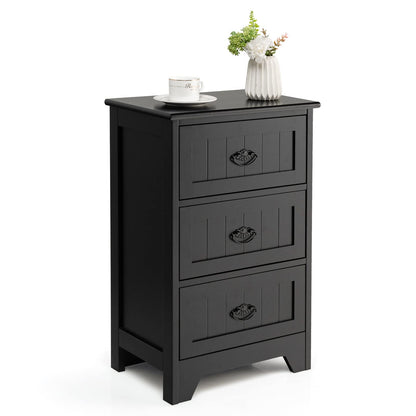 Goflame Nightstand with 3 Drawers, Bedside Table