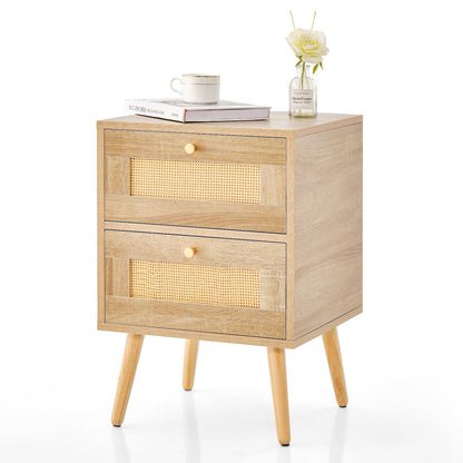 Goflame Rattan Nightstand Set of 2