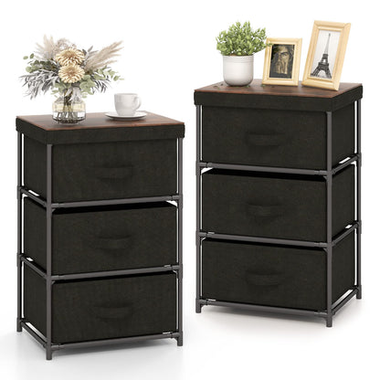 Goflame Nightstand Set of 2 with 2 Fabric Drawers