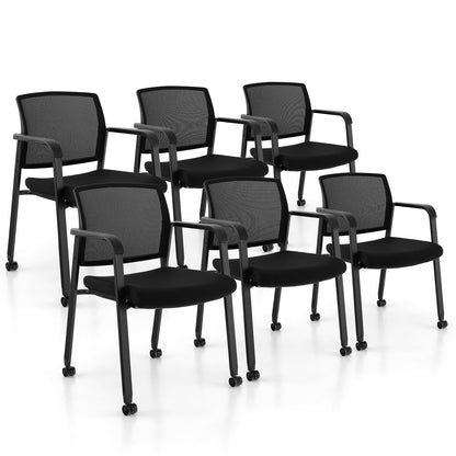 Goflame Waiting Room Chair Set, Rolling Office Desk Chairs with PU Wheels (2 / 4 / 6 / 8 / 10 / 12 Pack Options)