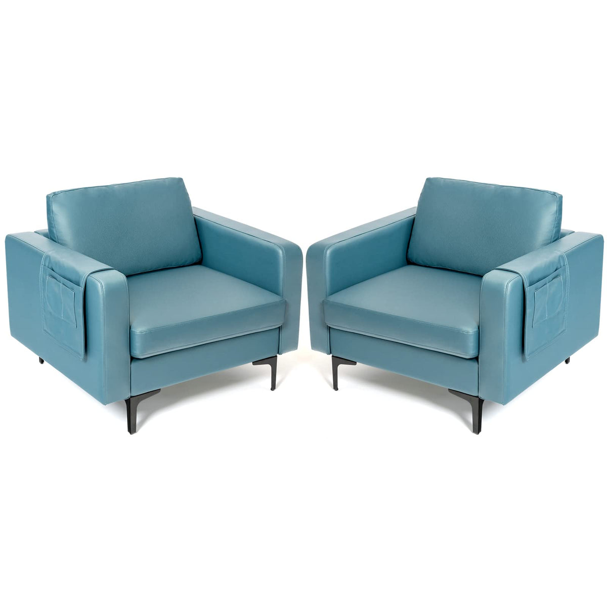 Goflame Modern Accent Chair w/Comfy Thick Cushion, Magazine Pockets