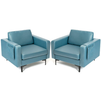 Goflame Modern Accent Chair w/Comfy Thick Cushion, Magazine Pockets